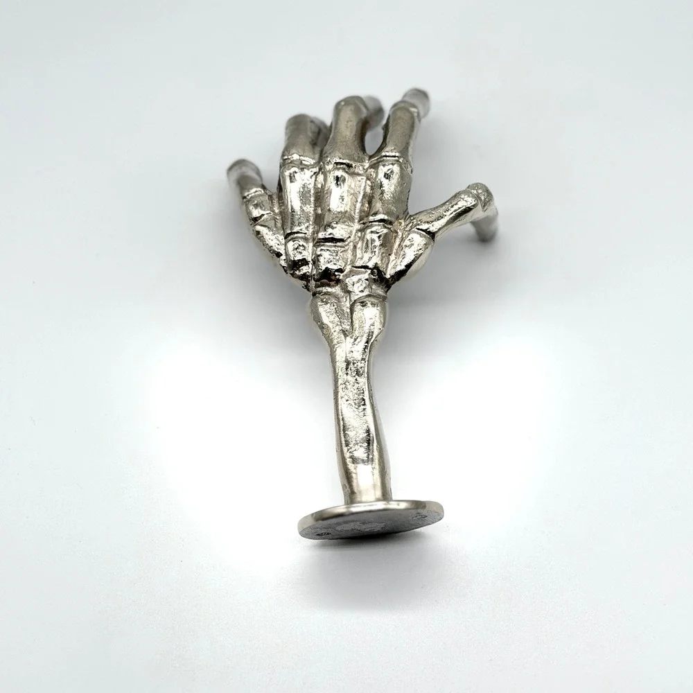 ONE HUNDRED 80 DEGREES Skeleton Hand Wall Hook Silver Gothic Spooky Halloween